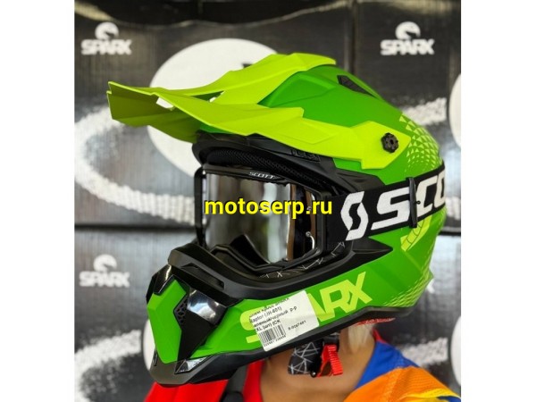 Купить  Шлем Кросс SPARX Raptor (JH-601) зеленый/черный  р-р 2XL (шт) (CK купить с доставкой по Москве и России, цена, технические характеристики, комплектация фото  - motoserp.ru