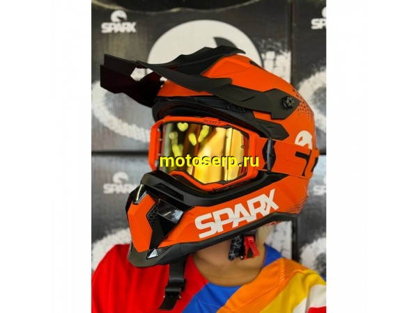 Купить  Шлем Кросс SPARX Raptor (JH-601) оранжевый/черный р-р XL (шт) (CK купить с доставкой по Москве и России, цена, технические характеристики, комплектация фото  - motoserp.ru