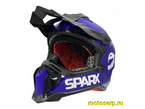 Купить  Шлем Кросс SPARX Raptor (JH-601) синий/черный р-р M (шт) (CK купить с доставкой по Москве и России, цена, технические характеристики, комплектация фото  - motoserp.ru