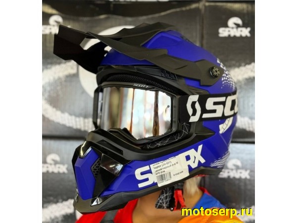 Купить  Шлем Кросс SPARX Raptor (JH-601) синий/черный р-р XL (шт) (CK купить с доставкой по Москве и России, цена, технические характеристики, комплектация фото  - motoserp.ru