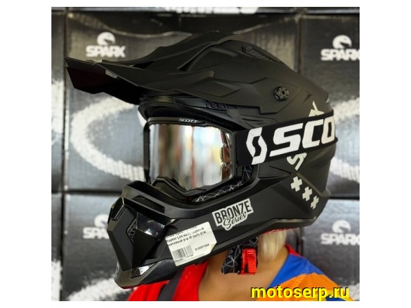 Купить  Шлем Кросс SPARX Raptor (JH-601) черный матовый р-р 2XL (шт) (CK купить с доставкой по Москве и России, цена, технические характеристики, комплектация фото  - motoserp.ru