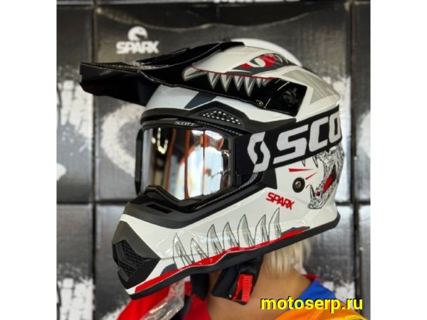 Купить  Шлем Кросс (Детский) SPARX Jet Monster белый ЛЮМИНИСЦЕНТНЫЙ р-р YXL (шт) (CK купить с доставкой по Москве и России, цена, технические характеристики, комплектация фото  - motoserp.ru