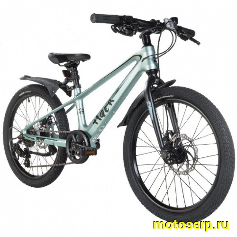 Купить  20" скоростной NOVATRACK TIGER зеленый (НОВАТРЕК ТИГР) 20"; 6ск; рама-магний; тормоз-Disk (шт) (ART (M купить с доставкой по Москве и России, цена, технические характеристики, комплектация фото  - motoserp.ru