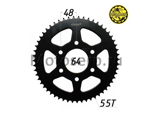 Купить  Звезда ведомая голая (венец) (428-55) (428-55T D-64mm, 6x48mm) Yamasaki Scorpion RS (шт) (YM купить с доставкой по Москве и России, цена, технические характеристики, комплектация фото  - motoserp.ru