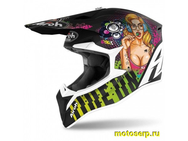 Купить  Шлем Кросс AIROH WRAAP PIN-UP MATT (S) (шт) (AIROH купить с доставкой по Москве и России, цена, технические характеристики, комплектация фото  - motoserp.ru