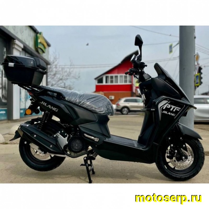 Купить  Скутер Jilang PTF 50, 50cc С ДУГАМИ, 12/12", карбюр , дикс/диск, кофр, USB. держатель телефона (шт) 01500 (К-дар купить с доставкой по Москве и России, цена, технические характеристики, комплектация фото  - motoserp.ru