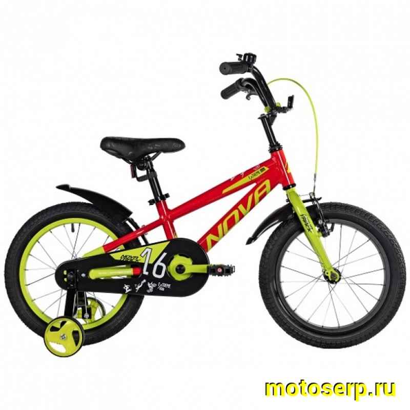 Купить  16" NOVATRACK EXTREME красный (НОВАТРЕК ЭКСТРИМ) 16"; 1ск ; рама-алюм; тормоз-V-Brake (шт) (ART (M купить с доставкой по Москве и России, цена, технические характеристики, комплектация фото  - motoserp.ru