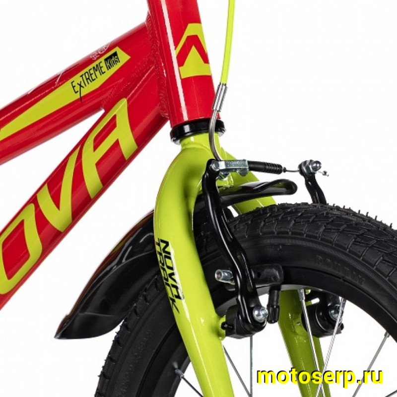 Купить  16" NOVATRACK EXTREME красный (НОВАТРЕК ЭКСТРИМ) 16"; 1ск ; рама-алюм; тормоз-V-Brake (шт) (ART (M купить с доставкой по Москве и России, цена, технические характеристики, комплектация фото  - motoserp.ru