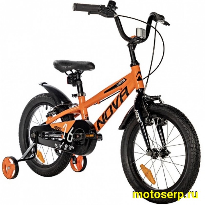 Купить  16" NOVATRACK EXTREME оранжевый (НОВАТРЕК ЭКСТРИМ) 16"; 1ск ; рама-алюм; тормоз-V-Brake (шт) (ART (M купить с доставкой по Москве и России, цена, технические характеристики, комплектация фото  - motoserp.ru