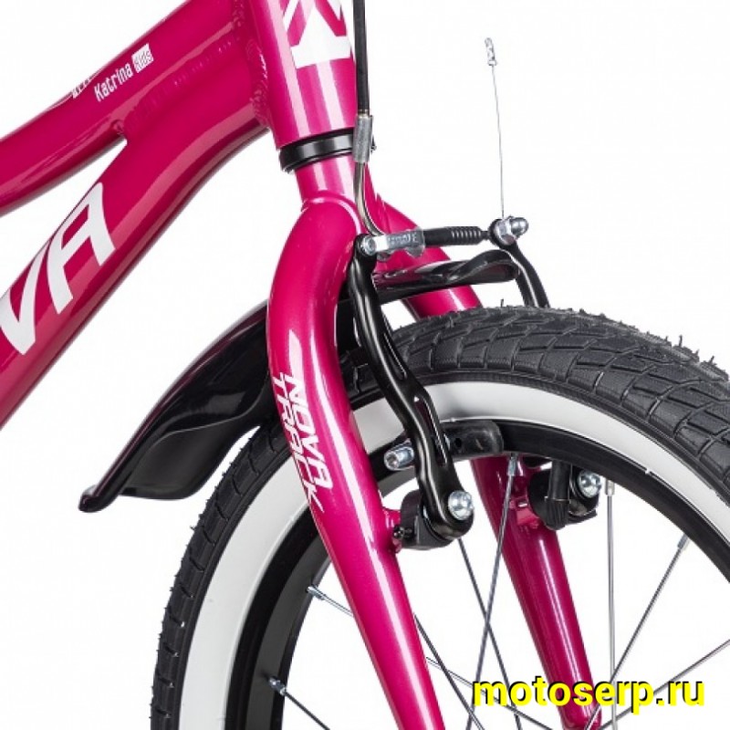 Купить  16" NOVATRACK KATRINA розовый (НОВАТРЕК КАТРИНА) 16"; 1ск ; рама-алюм; тормоз-V-Brake (шт) (ART (M купить с доставкой по Москве и России, цена, технические характеристики, комплектация фото  - motoserp.ru