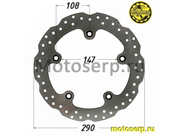 Купить  Диск тормозной передний (290x147x3mm) (отв:5x108) VENTO Grace (DYJ-663000-161001) (шт) (Vento 12005 купить с доставкой по Москве и России, цена, технические характеристики, комплектация фото  - motoserp.ru