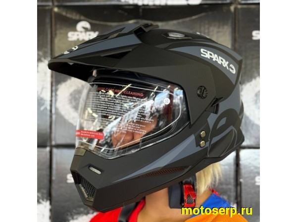 Купить  Шлем Кросс SPARX dual sport (мотард) Matador (JK802) черный/серый матовый р-р L (шт) (CK купить с доставкой по Москве и России, цена, технические характеристики, комплектация фото  - motoserp.ru