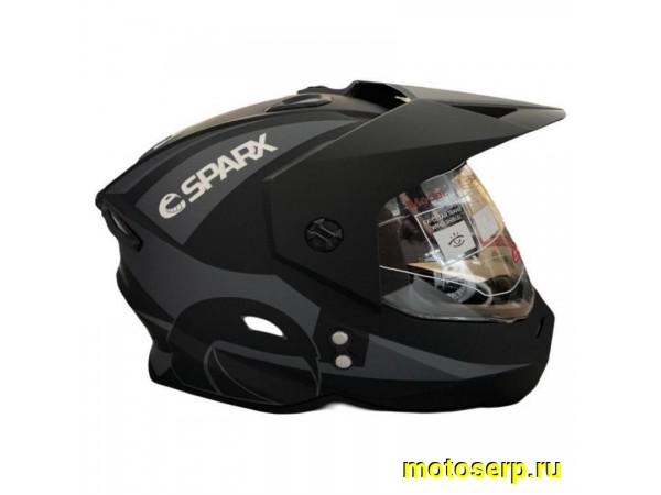 Купить  Шлем Кросс SPARX dual sport (мотард) Matador (JK802) черный/серый матовый р-р XXL (шт) (CK купить с доставкой по Москве и России, цена, технические характеристики, комплектация фото  - motoserp.ru