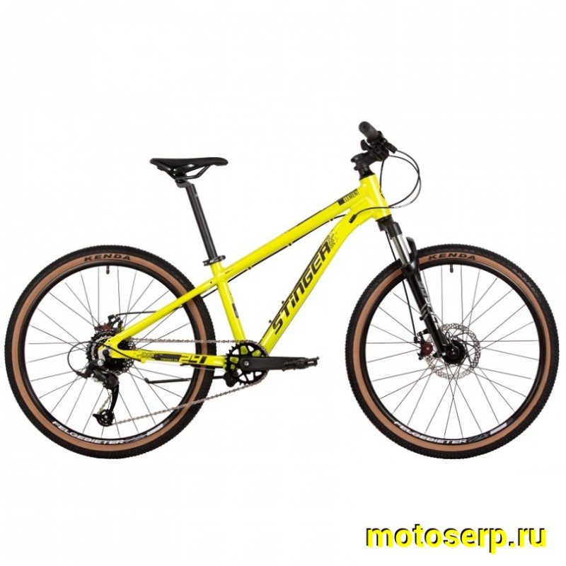 Купить  24" STINGER ELEMENT желтый (13") (СТИНГЕР ЭЛЕМЕНТ) 24" горный; 8ск; рама-алюминий; тормоз-Disk; вилка пружинно-эластомерная (шт) (ART купить с доставкой по Москве и России, цена, технические характеристики, комплектация фото  - motoserp.ru