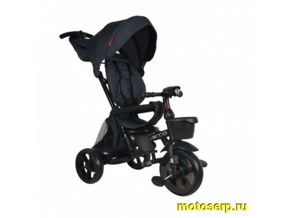 Купить  Велосипед TECH TEAM Ricco черный 3-х колес с ручкой, полукруглым капюшоном, пластковые колеса перед: 12"/ зад: 10" (шт) (ART купить с доставкой по Москве и России, цена, технические характеристики, комплектация фото  - motoserp.ru