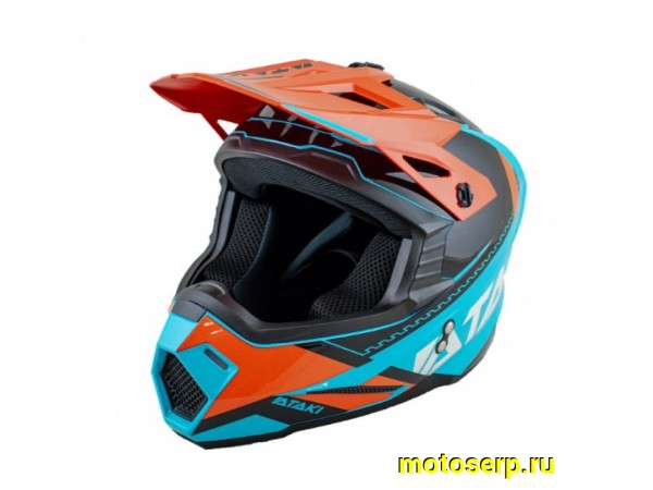 Купить  Шлем Кросс Ataki JK801 Valor оранжевый/голубой глянцевый р-р M  (шт)  (SM 941-6686 купить с доставкой по Москве и России, цена, технические характеристики, комплектация фото  - motoserp.ru