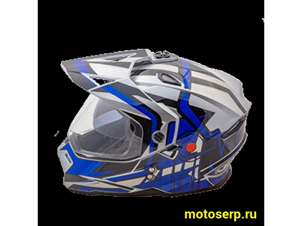 Купить  Шлем Кросс AIM JK802S (мотард) Blue/Black/Grey (синий, черный, серый) (XXXL) (шт) (AIM 802-012-XXXL купить с доставкой по Москве и России, цена, технические характеристики, комплектация фото  - motoserp.ru
