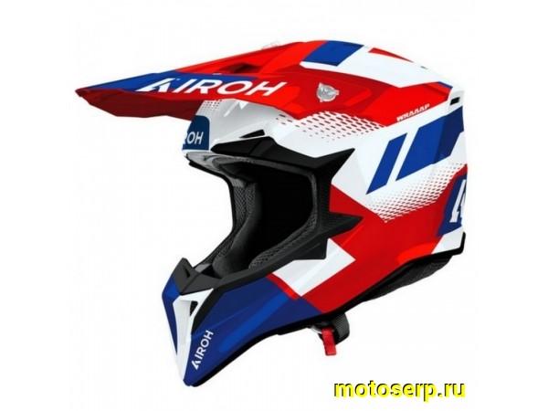 Купить  Шлем Кросс AIROH WRAAAP VISION RED/BLUE GLOSS (M) (шт) (AIROH WRAV55-M купить с доставкой по Москве и России, цена, технические характеристики, комплектация фото  - motoserp.ru