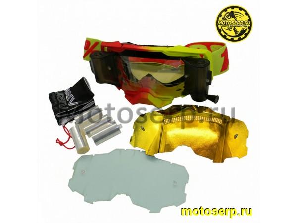 Купить  Очки мото Кросс 100% MX ARMEGA Yellow-Red с перемоткой (4 бабины в комплекте) (реплика) (шт) (Кокурин купить с доставкой по Москве и России, цена, технические характеристики, комплектация фото  - motoserp.ru