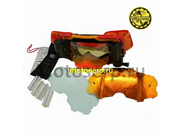Купить  Очки мото Кросс 100% MX ARMEGA Orange-Red с перемоткой (4 бабины в комплекте) (реплика) (шт) (Кокурин   купить с доставкой по Москве и России, цена, технические характеристики, комплектация фото  - motoserp.ru