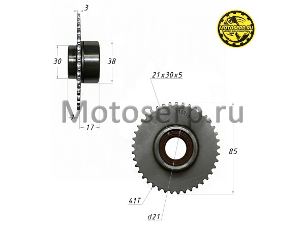 Купить  Шестерня обгонной муфты ZS190 1P62YML-2 (W190) (посадочное 21mm) 41зуб. (шт) (A-E купить с доставкой по Москве и России, цена, технические характеристики, комплектация фото  - motoserp.ru