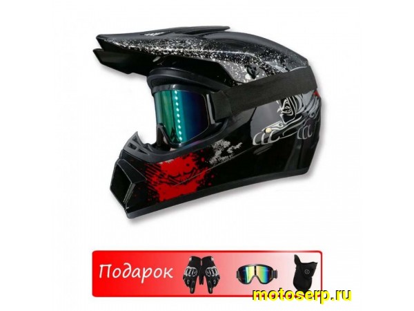 Купить  Шлем Кросс WTcx (S) с очками, маской и перчатками в комплекте черный/красный (шт) (O-N купить с доставкой по Москве и России, цена, технические характеристики, комплектация фото  - motoserp.ru