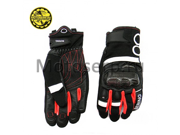 Купить  Перчатки (кожа) Bering Raid Black/White/Red T8 (S) (пар) (BGE721-T8 купить с доставкой по Москве и России, цена, технические характеристики, комплектация фото  - motoserp.ru