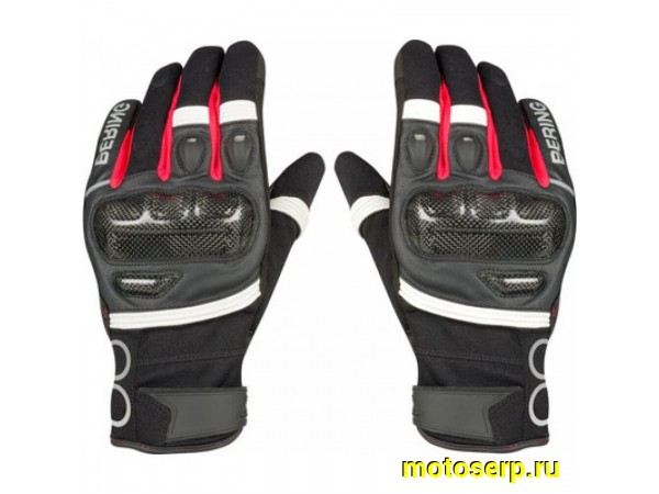 Купить  Перчатки (кожа) Bering Raid Black/White/Red T9 (M) (пар) (BGE721-T9 купить с доставкой по Москве и России, цена, технические характеристики, комплектация фото  - motoserp.ru