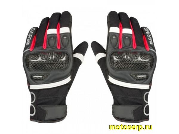 Купить  Перчатки (кожа) Bering Raid Black/White/Red T12 (XXL) (пар) (BGE721-T12 купить с доставкой по Москве и России, цена, технические характеристики, комплектация фото  - motoserp.ru