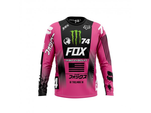 Купить  Джерси (футболка для мотокросса) V-RUS Fox 180 Monster Pro Circuit (черный/розовый) S (шт) (МотоЯ купить с доставкой по Москве и России, цена, технические характеристики, комплектация фото  - motoserp.ru