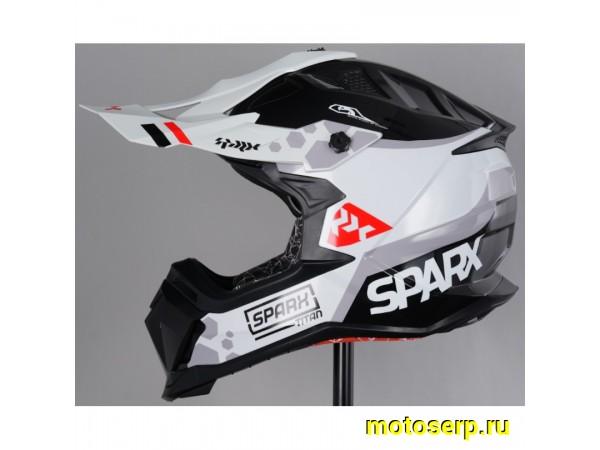 Купить  Шлем Кросс SPARX Raptor Titan серый/красный (черный/белый) глянцевый р-р XXL (шт) (CK купить с доставкой по Москве и России, цена, технические характеристики, комплектация фото  - motoserp.ru