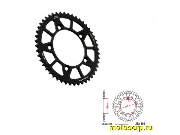 Купить  Звезда ведомая JTA894.48BLK (420-48) алюминиевая (черный) (шт) (Глад купить с доставкой по Москве и России, цена, технические характеристики, комплектация фото  - motoserp.ru