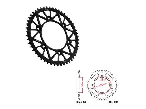 Купить  Звезда ведомая JTA895.48BLK (428-48) алюминиевая (черный) (шт) (Глад купить с доставкой по Москве и России, цена, технические характеристики, комплектация фото  - motoserp.ru