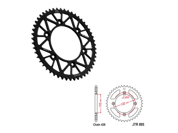 Купить  Звезда ведомая JTA895.49BLK (428-49) алюминиевая (черный) (шт) (Глад купить с доставкой по Москве и России, цена, технические характеристики, комплектация фото  - motoserp.ru