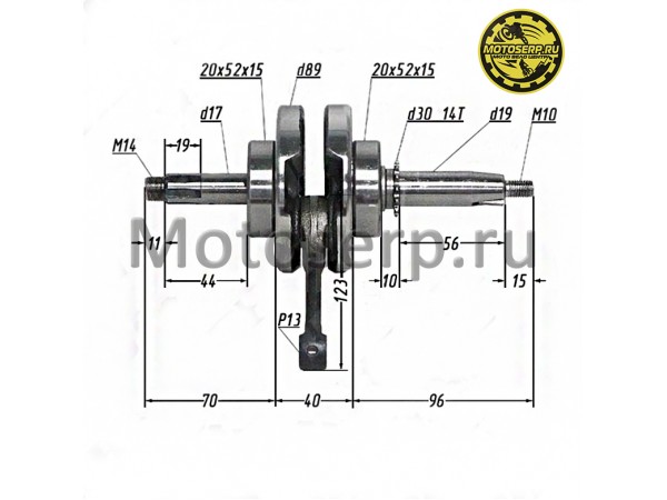 Купить  Коленвал (вал коленчатый) 139FMB ( 152FMH ) 110cc  (h49,5; p13) Delta, Альфа (шт) (MOTAX купить с доставкой по Москве и России, цена, технические характеристики, комплектация фото  - motoserp.ru